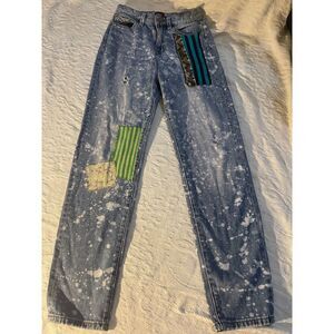 Urban Outfitters BDG Jeans Women 25 Patch Work Hippie Boho Thick Stitch Festival